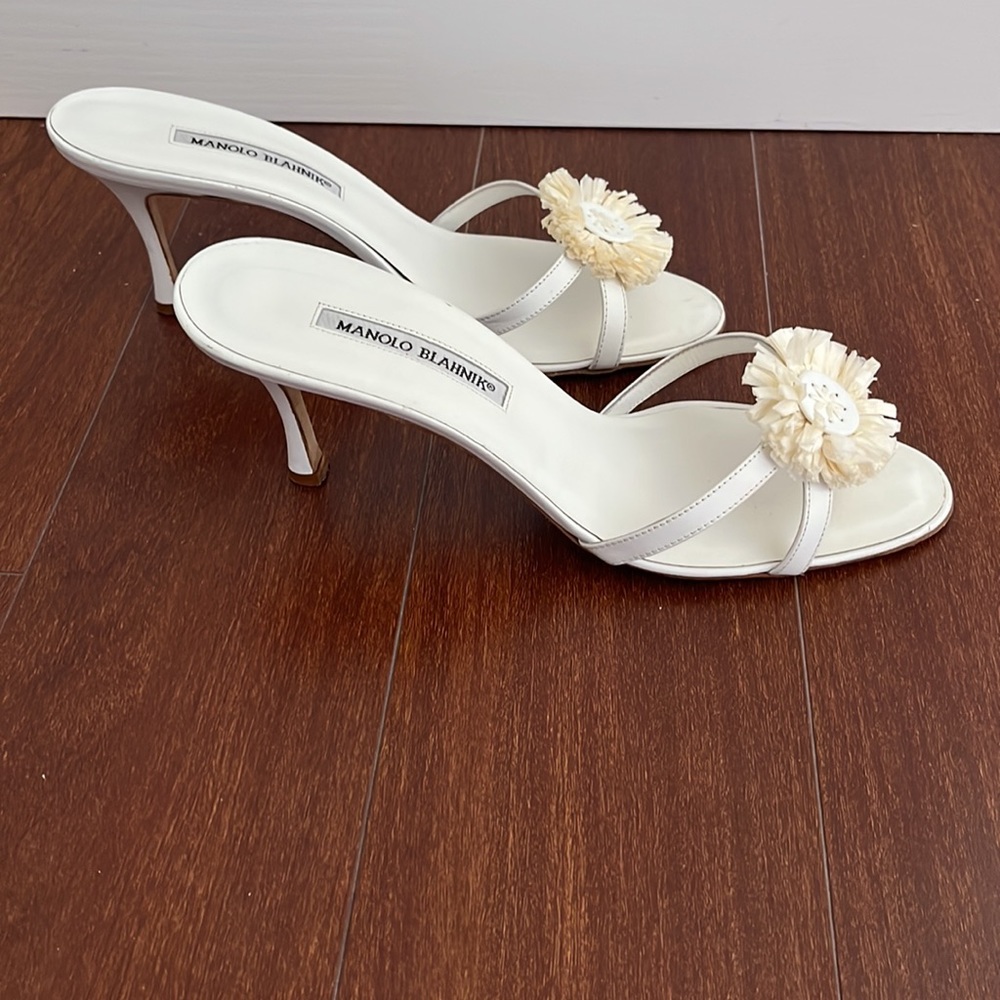 Manolo Blahnik white sandals